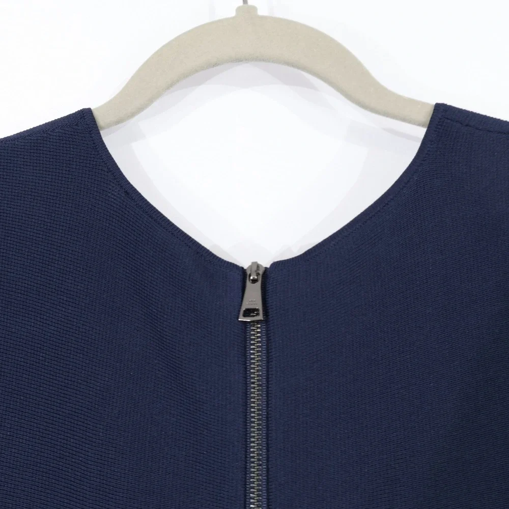 Ted Baker Alzann Fit and Flare Dress Womens 2 Dark Blue Fluted Hem Career Work